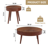 AVZEAR Nesting Round Coffee Table Set of 2, Mid Century Modern Coffee Table, Natural Wood Nesting Tables Walnut Side Table and Farmhouse End Table Set for Living Room Bedroom, Cafe, Office(Walnut) AVZEAR