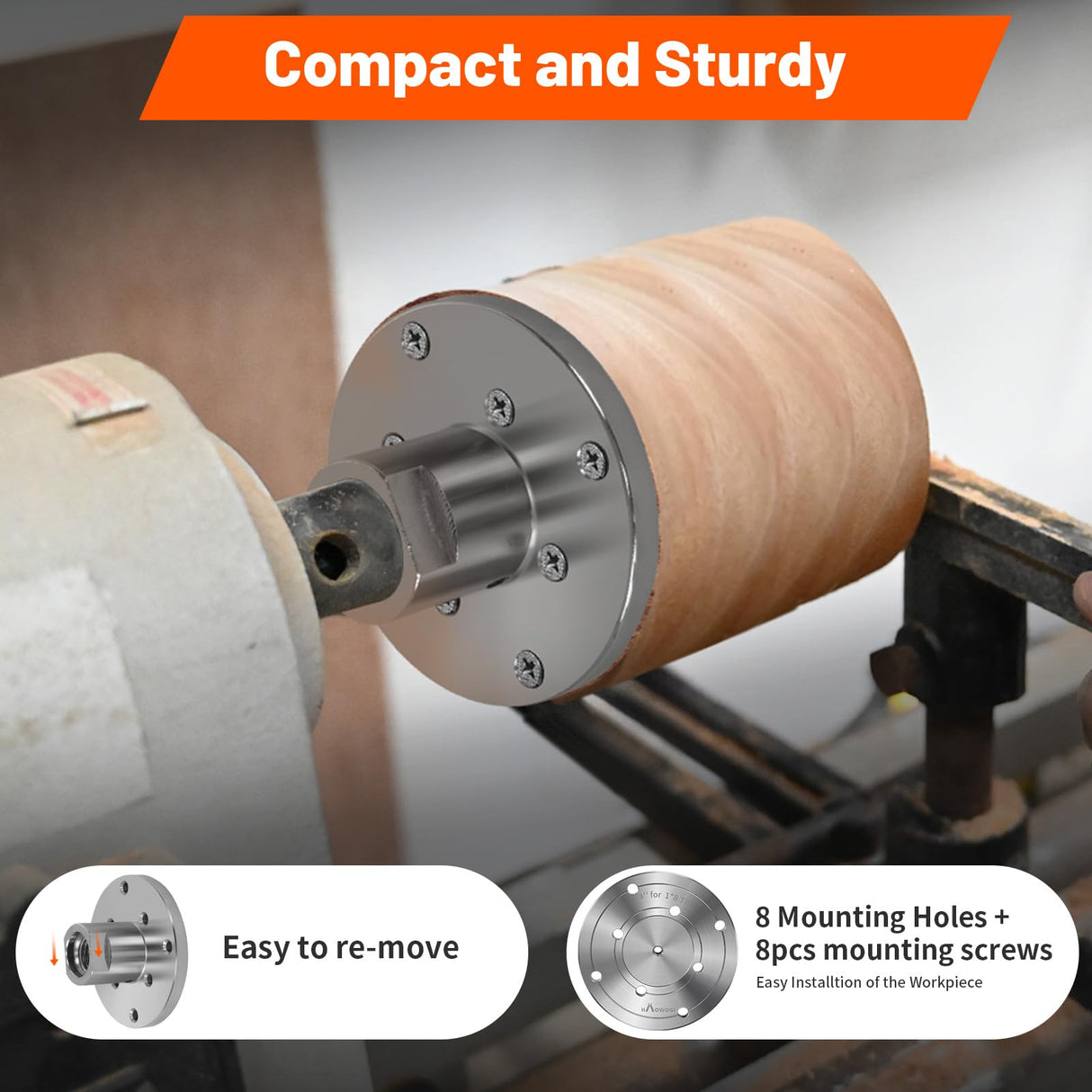 4" Steel Wood Lathe Faceplate,Faceplate for Wood Lathe,Lathe Face Plate Fit for 1" x 8TPI Spindle with Screwchuck HAowosi