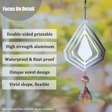 WindMage 12 Pack 4inch Sublimation Wind Spinner Blanks 3D Aluminum Metal Wind Sculpture Kinetic Spinners for Yard Garden Indoor Art Ornaments Xmas Hanging Decoration (Diamond) WindMage