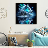 NWQZBYHT Forest Wolf Diamond Art Kits for Adults,5D Diamond Painting Kits for Adults,Round Full Drill Diamond Dots Gem Painting Kits for Beginner Picture Crafts Home Wall Decor 13.78x13.78 Inch NWQZBYHT