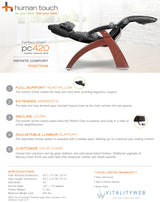 Perfect Chair Human Touch PC-420 Classic Manual Plus Series 2 Dark Walnut Wood Base Zero-Gravity Recliner - Espresso Premium Leather Human Touch