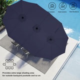 MASTERCANOPY Patio Outdoor Umbrella,15FT Double Sided Large Umbrella,Including Umbrella Base,Suitable For Garden,Pool Side,Deck,Navy Blue MASTERCANOPY