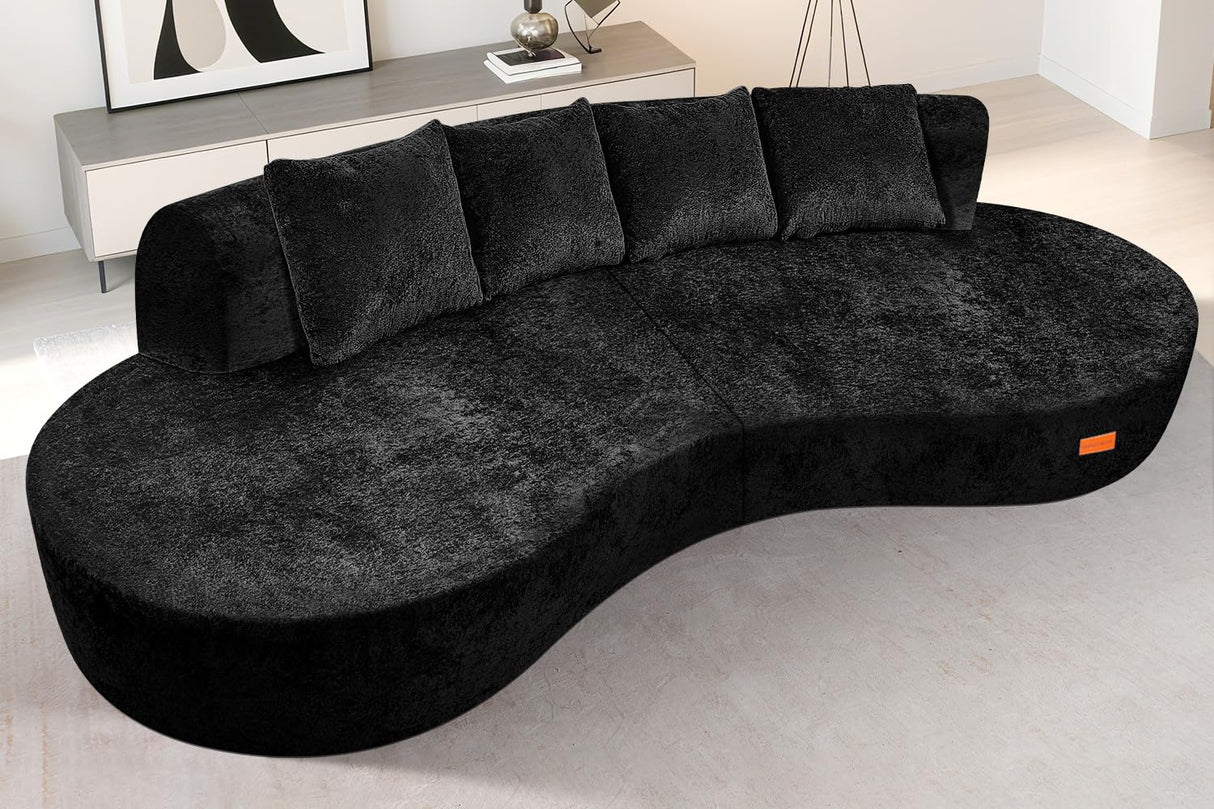 HABUTWAY 104'' Modular Sectional Sofa with Memory Foam Filled, Modern Curved Sofa Deep Seat Cloud Couch with 4 Pillows, No Assembly Required, Oversized Couches for Living Room Apartment Office, Black HABUTWAY