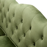HITHOS 78" Velvet Sofa Couch, Soft 3 Seater Sofa Couche for Living Room, Button Tufted Comfy Couch Modern Sofa with Upholstered Cushion, Gold Trim, Solid Wood Legs for Dorm Bedroom Apartment, Green HITHOS