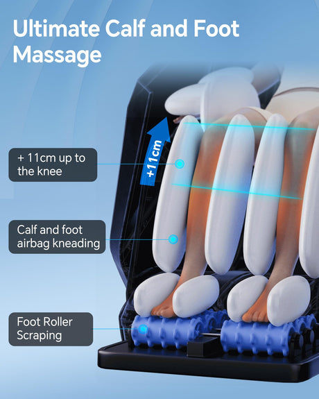 Stylish Massage Chair Full Body Zero Gravity Massage Chair Rocking Sleep Mode SL 3D Yoga Stretch Massage with Heat Wireless Phone Charge Upgraded Calf +11cm 12+ Modes Screen Touch Large Size White G CareTech