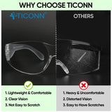 TICONN 12 Clear Safety Glasses for Men, Safety Goggles with Scratch Impact Resistant Meets ANSI Z87.1 Standard (12 Pack) TICONN
