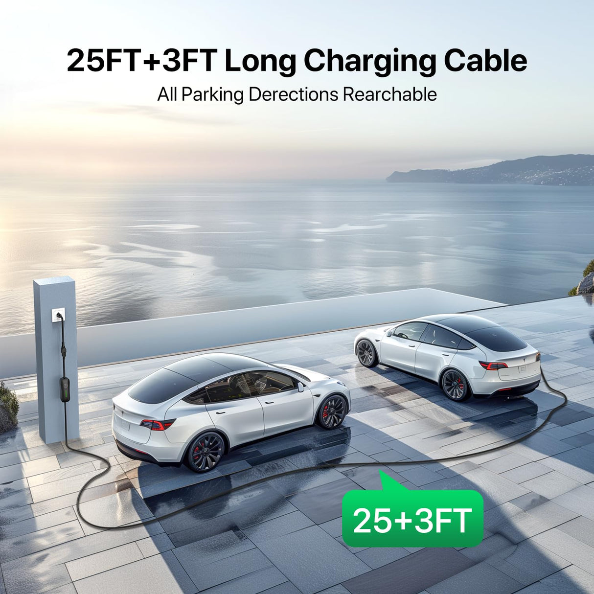 RhEVchar Level 1+2 EV Charger Tesla NACS 16A Mobile Electric Car Charger 110V/240V with NEMA 5-15 Plug and 6-20 Plug 25FT Cable 3.84KW Adjustable 16 Amps Vehicle Charging Stations for Tesla RhEVchar