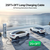 RhEVchar Level 1+2 EV Charger Tesla NACS 16A Mobile Electric Car Charger 110V/240V with NEMA 5-15 Plug and 6-20 Plug 25FT Cable 3.84KW Adjustable 16 Amps Vehicle Charging Stations for Tesla RhEVchar