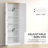 HOMCOM 67" Freestanding Kitchen Pantry, 4-Door Storage Cabinet Organizer with Adjustable Shelves, Kitchen Cabinet with Doors and Shelves, Distressed White HOMCOM
