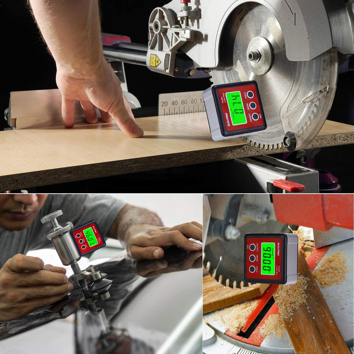 RISEPRO Digital Level Box Angle Gauge Protractor Inclinometer Bevel Box with Magnet Base & Large LCD Backlight, Calculating for Carpentry, Building, Masonry, Automobile RISEPRO