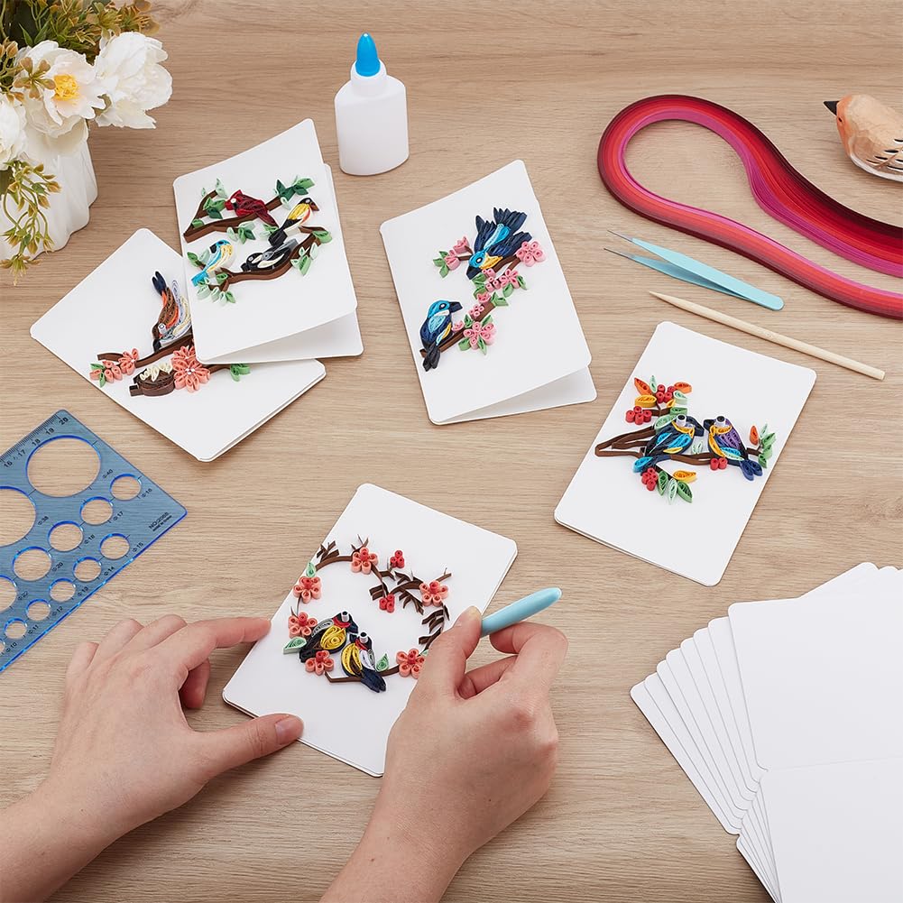 WEBEEDY 20 Sets Paper Quilling Kit for Adults Beginner DIY 5 Styles Bird Love Greeting Card Making kit with Instruction Handmade Bird Flower Quilling Card for Love,Valentine's Day,Wedding,Christmas WEBEEDY