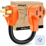 Nilight EV Charger Adapter Cord 30 Amp to 50 Amp 4 Prong Pure Copper New Dryer Outlet to EV Plug Conversion Heavy Duty 10 Gauge Wire 14-30P to 14-50R 30M/50F for Level 2 EV Charging Nilight