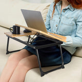 wishacc Book Stand for Reading in Bed, Bamboo Laptop Stand Adjustable Book Holder Tray with Page Paper Clips Multi Angles Adjustable Cooking Bookstands for Textbook Recipe Magazine Tablet Portable wishacc