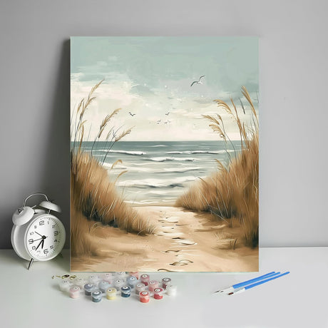 Paint by Numbers Kit for Adults Beginner Beach Paint by Number Seaside Adult Paint by Number Kits On Canvas Coastline Paint by Numbers DIY Adult Paint by Numbers Home Decor, 16 x20 Inch HULDFRDA