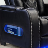 CANMOV Electric Power Recliner Chair with Adjustable Headrest, Breathable PU Leather Home Theater Seating with Ambient Lighting,Cup Holders,Armrest Storage,USB & Type C Ports,Black CANMOV