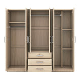 Large Wardrobe Closet 6 Doors, 70.9" W Wooden Wardrobe Cabinet with Big Drawers, Bedroom Armoire Dresser Wardrobe Clothes Organizer (Brown) BEDGJH