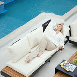 homary 6 Piece Aluminum & Teak Outdoor Sofa Set, Patio Sofa Seat L-Shaped Outdoor Sectional Sofa Set with Adjustable Backrests, Waterproof, Fade Resistant Cushions Ideal for Patios & Balconies,Beige homary