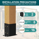 SPACEEUP 4x4 Post Base 2 Pcs, Inner Size 3.6"x3.6" Deck Post Base, Heavy Duty Powder-Coated Post Anchor Black Wood Post Brackets for Decking Porch Railing Support SPACEEUP