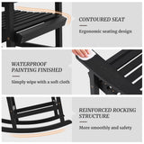 Cozyman Outdoor Rocking Chairs Set of 2, Acacia Wood Rocking Chairs, Patio Rocker Chair with Wide Seats, Black Cozyman