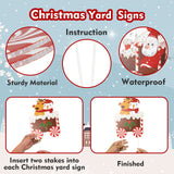 Christmas Train Decorations Yard Signs with LED Lights - Christmas Tree Santa Elf Snowman Train Set Lawn Signs with Stakes for Holiday Xmas Lawn Garden Yard Decorations Outdoor, 5 Pack OuMuaMua