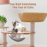 Romiromi Wooden Cat Tower 31",Wooden Cat Tree Heavy Duty Sisal-Covered Scratching Posts for Multi-Layer Cat Tree, Space Capsule Bed Easy to Assemble Romiromi