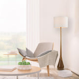 Globe Electric Novogratz x 67225 65" Floor Lamp, 2-Tone Wood Toned Base, White Fabric Shade, Socket Rotary Switch, Living Room Décor, Reading Light, Home Essentials, Bedroom, Office Accessories Globe Electric