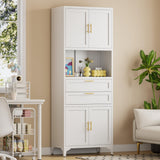 CXUZCZ Kitchen Storage Cabinet,Tall Metal Pantry Storage Cabinet with Door Drawers and Adjustable Shelves,Freestanding Cupboard for Kitchen Dining Room Bedroom Home Office and Bathroom (White 75 ") CXUZCZ