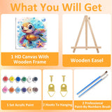 Mandun Paint by Numbers Kit for Kids with Frame, Sea Turtle Paint by Numbers for Kids Ages 4-8-12, DIY Turtle Acrylic Oil Painting for Home Wall Art Decor Gift 7.8x7.8 inch (with Frame Easel) Mandun