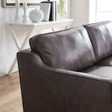 Modway Impart Upholstered Genuine Leather Sofa in Brown Modway