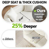 HRVEOCEI Luxury 80” Beige Curved Loveseat Sofa, Chenille Curved Couch with 2 Big Pillows & Extra Wide Armrests, Comfy Upholstered Oversized Loveseat Couch & Sofa for Living Room (Beige, 80 Inches) HRVEOCEI