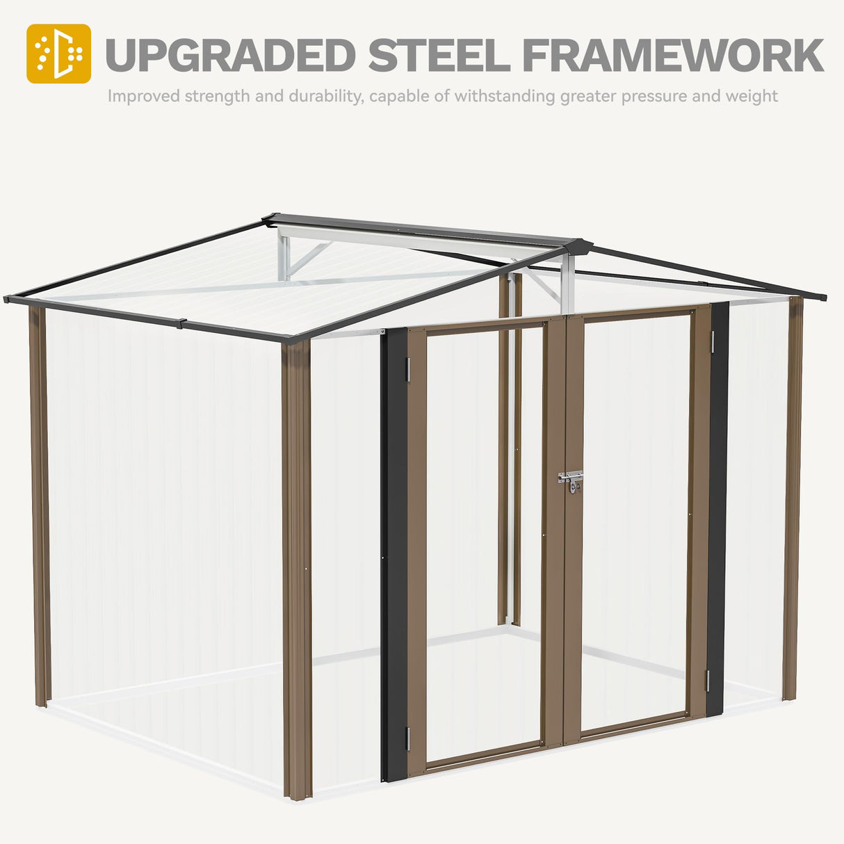 DWVO 8'x6' Large Metal Outdoor Storage Shed, Heavy Duty Tool Storage Sheds for Backyard Patio Lawn - Ideal for Bicycles, Garden Tools, and Lawn Equipment, Easy-to-Assemble, Brown DWVO