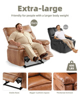 GarveeHome Oversized Recliner Chair - Faux PU Leather Large Manual Recliner for Adults, Exceptional Comfort Lazy Chair with 1.5X Sponge Filling and Easy Recline Mechanism for Relaxation GarveeHome