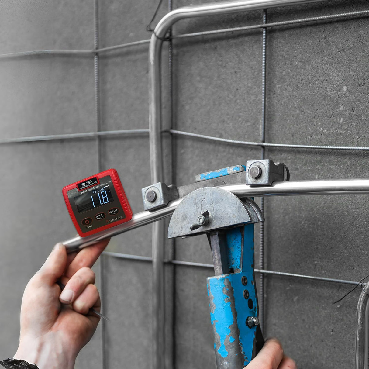 Digital Angle Gauge, Digital Angle Finder Magnetic (4 surfaces) with Laser, Inclinometer Digital with Large LCD display by S&F STEAD & FAST S&F STEAD & FAST