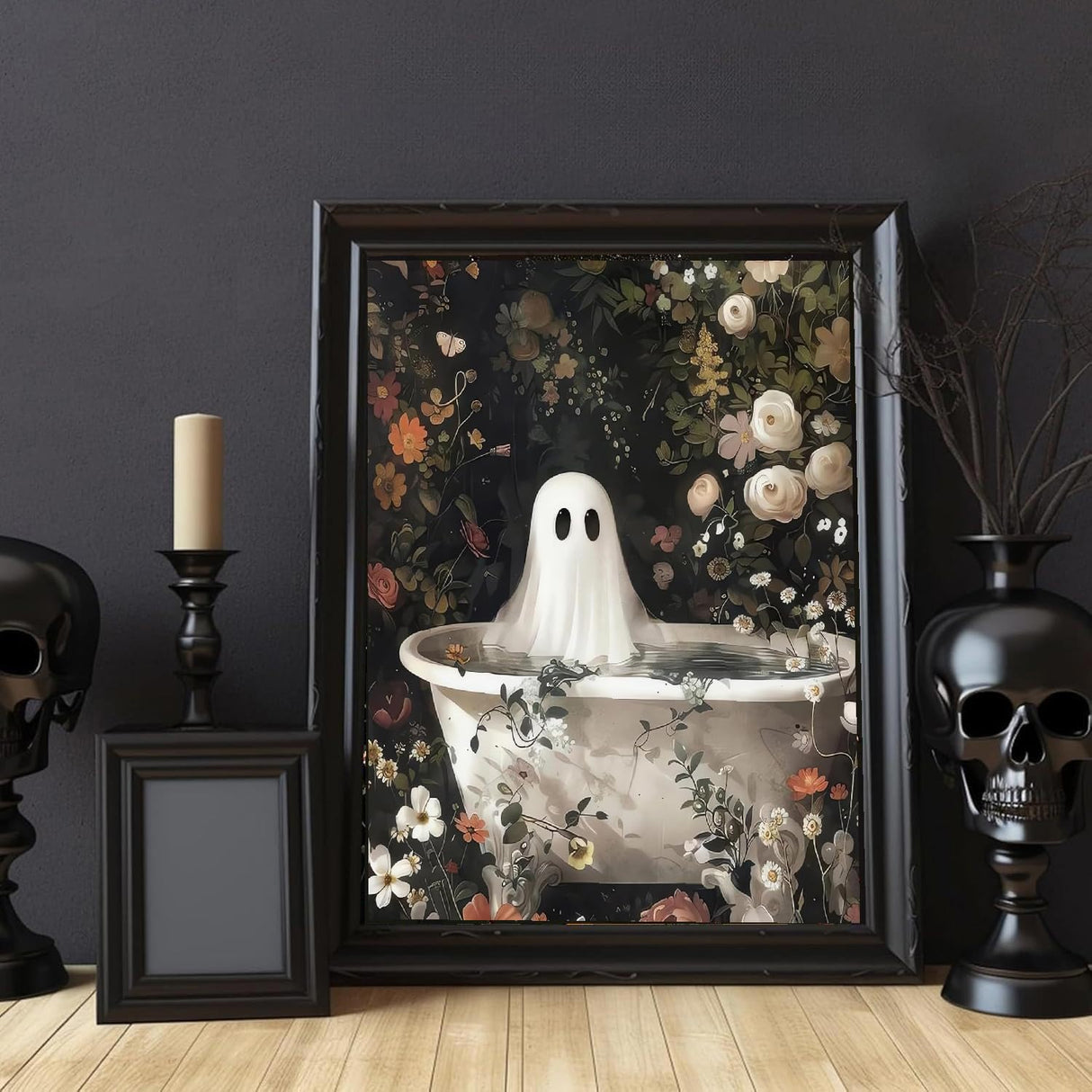 CEUHROG Halloween Paint by Numbers Kit for Adults,Funny Bathing Ghost Adult Paint by Number Kits on Canvas for Beginner,Retro Horror DIY Acrylic Painting by Numbers for Gift Home Decor(16x20inch) CEUHROG