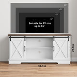 CABIHOME Farmhouse Tv Stand for 65 Inches TVs, Entertainment Center with Storage and Sliding Barn Doors, Adjustable Shelf Modern Media TV Console TV Stand Table for Living Room, Bedroom, White CABIHOME
