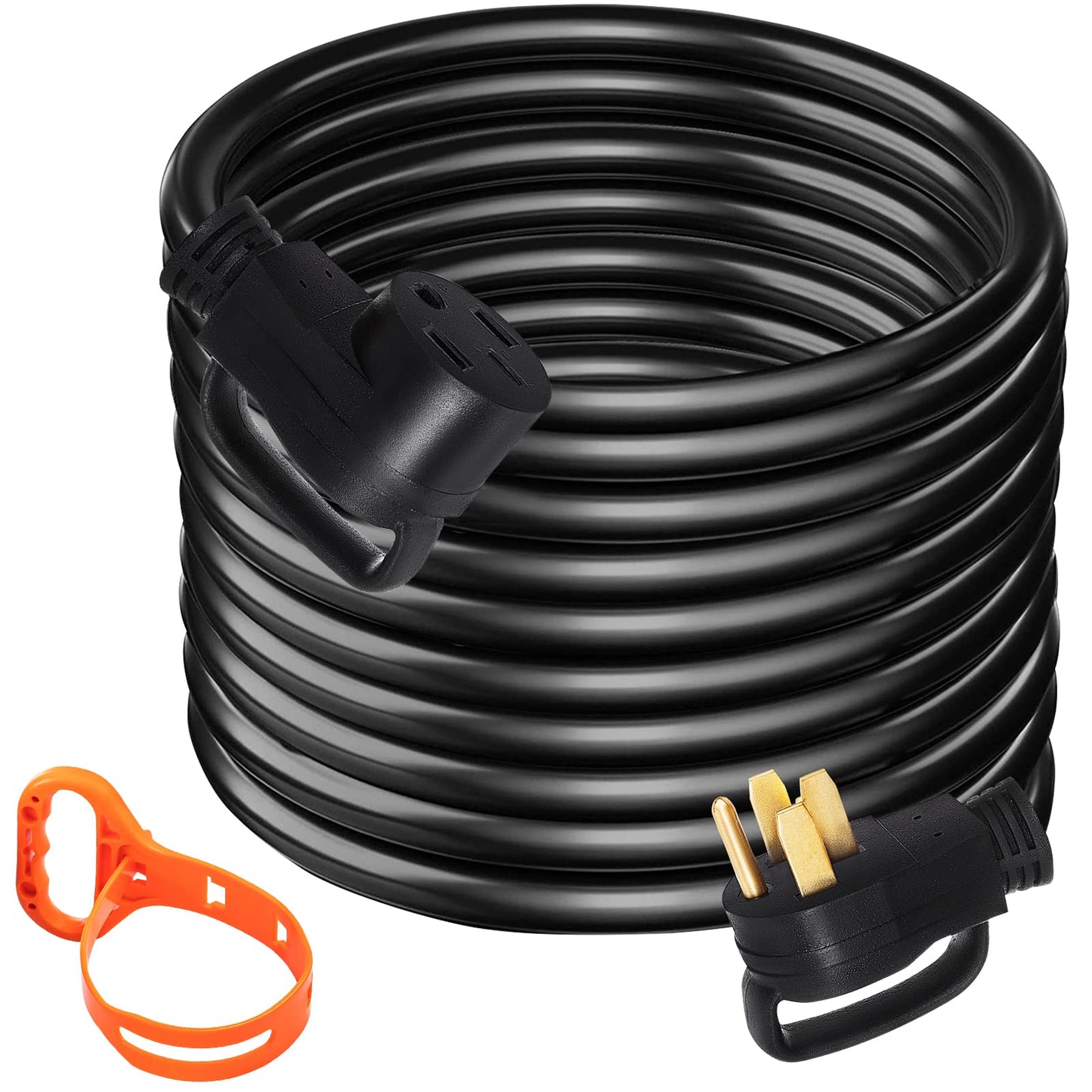 VEVOR 50 FT 50 Amp RV Extension Cord NEMA N14-50P to N14-50R, 125 / 250V Heavy Duty STW 6/3+ 8/1 RV Power Cord, for EV Charging and RV Trailer Campers - WoodArtSupply