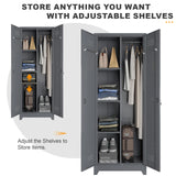 STEELIST Metal Storage Cabinet with Locking Doors, Steel Broom Storage Cabinet with Hanging Rod, 65" Cleaning Storage Cabinet with 4 Shelves, Broom Tool Storage Cabinet for Office, Garage STEELIST