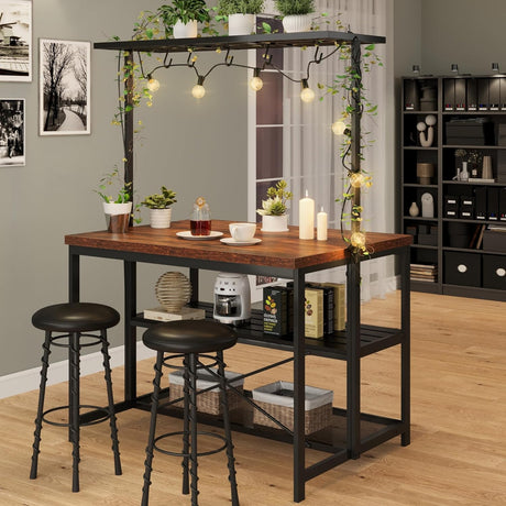 IDEALHOUSE Kitchen Island with Storage, 42''Island Table for Kitchen with Seating Bakers Rack Microwave Oven Stand Shelf with 3 Tier Storage Shelf for Dining Room Living Room, 5 Hooks 42"*28"*72" IDEALHOUSE