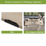 Radlove Dual Motors Height Adjustable 63 x 30'' Electric Standing Desk with Curved Design Stand Up Table 4 Memory Keys, Computer Desk with Splice Board Home Office Desk, Oak Top + White Frame Radlove