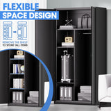 DNA MOTORING 72" Metal Storage Cabinet, Heavy Duty Garage Storage Cabinet with Wheels, Locking Storage Cabinet for Warehouse, Garage,Home, Office, Gym, TOOLS-00633-BK-BK-A DNA MOTORING