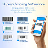 NADAMOO Wireless Barcode Scanner Compatible with Bluetooth Function, 2.4G Wireless & Wired 3-in-1 Bar Code Scanner Portable USB CCD Reader, Work with iPhone iPad Android Windows Mac OS-Dark Blue NADAMOO