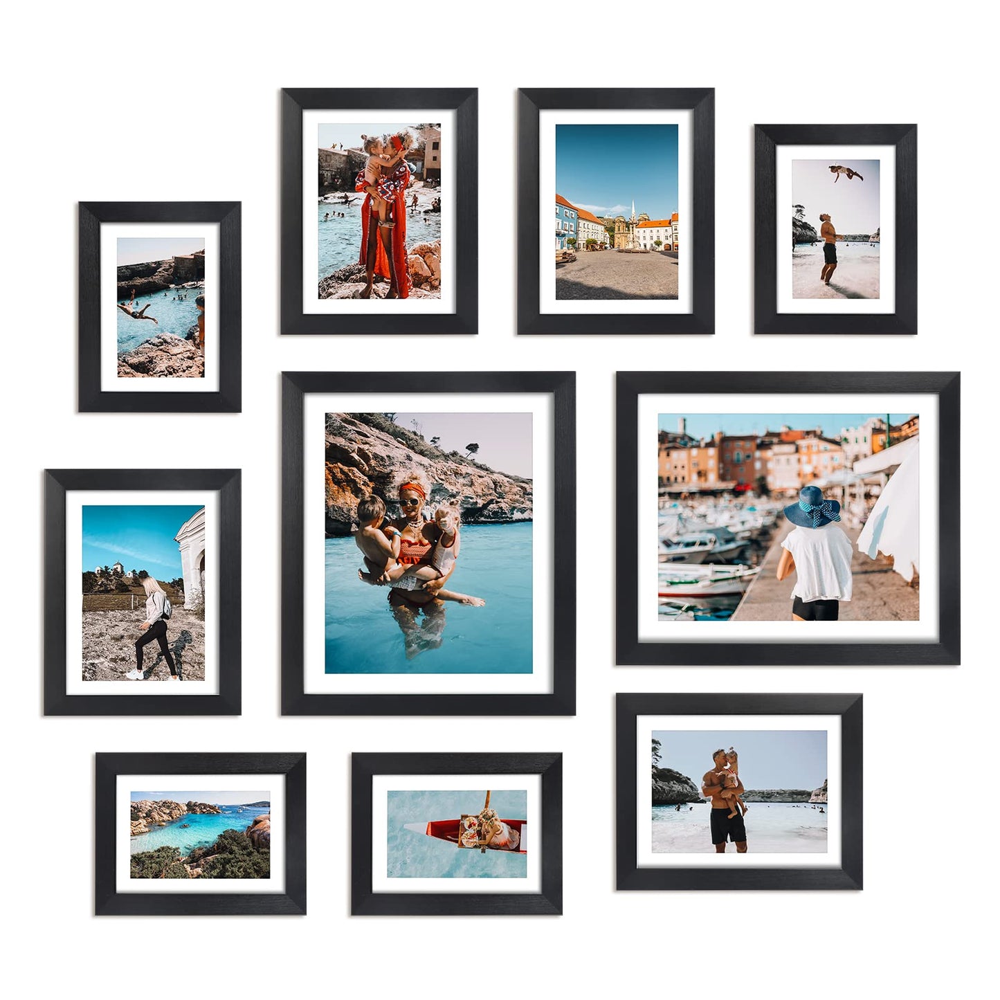 Giftgarden Multi Black Picture Frames with Mat for Multiple Sizes Photos, Four 4x6, Four 5x7, Two 8x10 for Gallery Photo Frame Collage Wall or Tabletop Display, Assortment Pack of 10 - WoodArtSupply