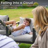 Sundale Outdoor Aluminum Patio Furniture Set w/Fire Pit, 4 Piece Modern Outdoor Furniture with 6 inch Cushion, Metal Patio Sectional Conversation Sets for Deck, Backyard, Porch (Grey) Sundale Outdoor