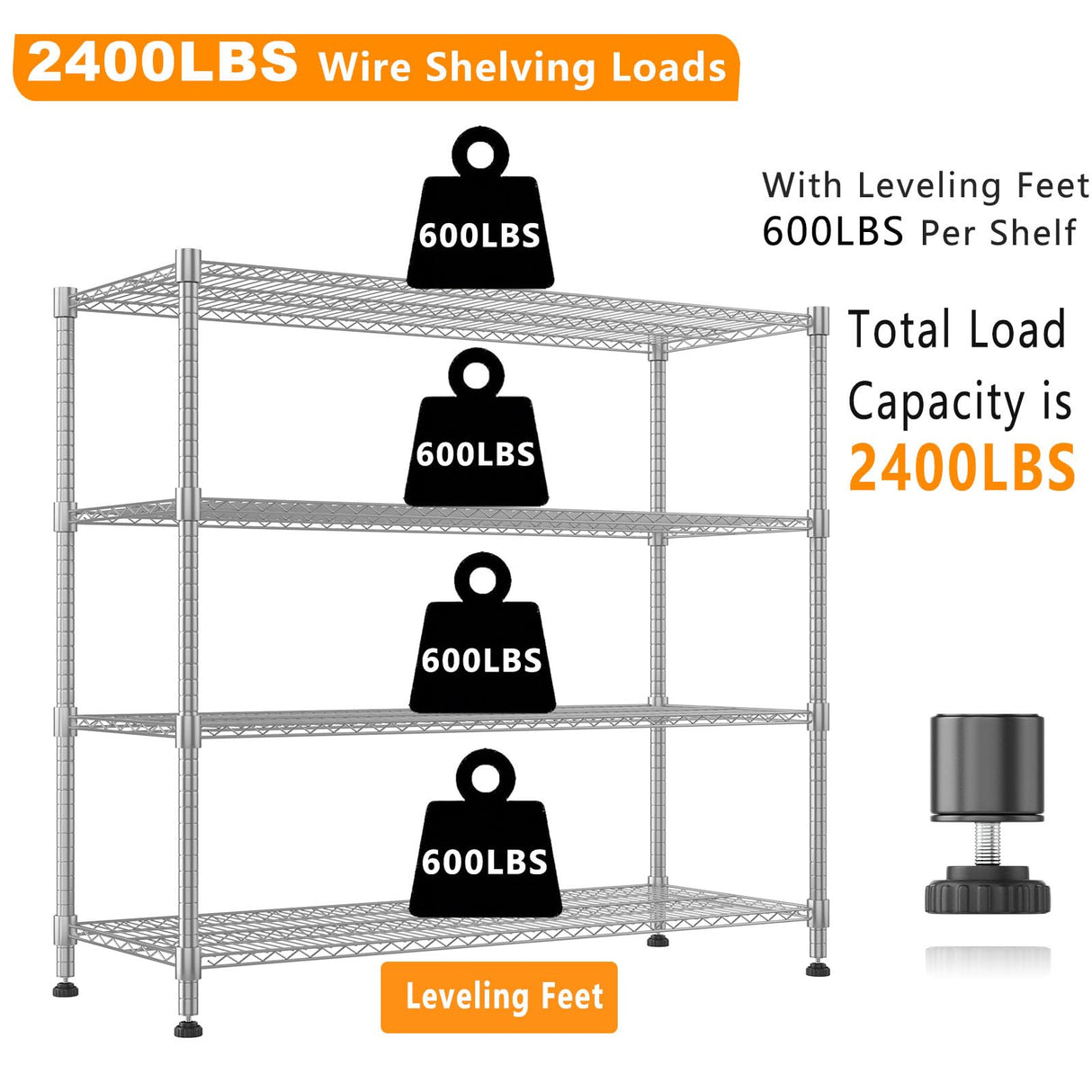 Himimi 72" H Storage Shelves 4 Tier Metal Shelving Adjustable Wire Shelf with Wheels, Heavy Duty Shelving for Garage Kitchen Pantry Bathroom Laundry,18" D*48" W*72" H, Silver Himimi