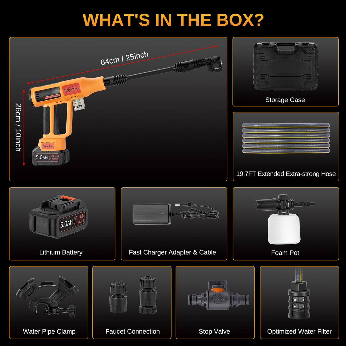 Cordless Pressure Washer Battery Bowered 1060 PSI Compatible with Makita Battery, Portable Power Washer for Cars 5000mAh Brushless Motor & 2.5 GPM High-Pressure Washer, 6-in-1 Nozzle, LCD Screen This Hill