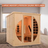 Smartmak Far Infrared 2 Person Recliner Sauna Room, Indoor Canadian Hemlock Sauna Room, Ceramic Tube and Carbon Crystal Heating Panel, 7 Color Light, Oxygen Bar, Bluetooth Speaker (220V, 3400W) Smartmak