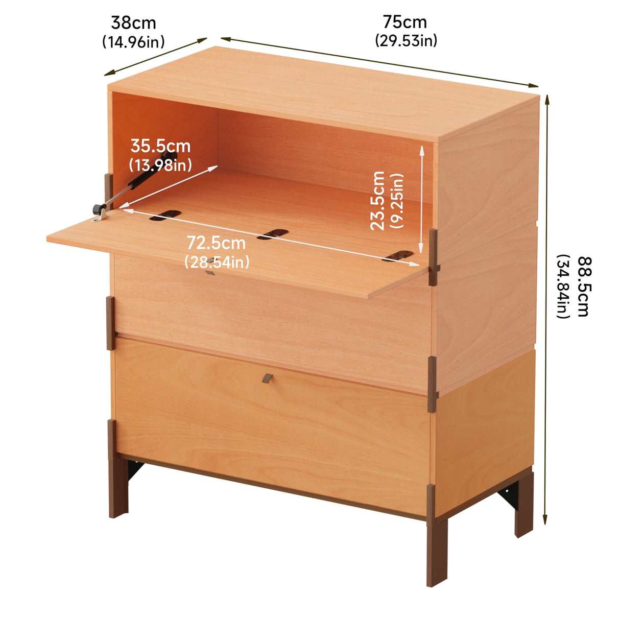 WHOOSPEREH Stackable 3 Drawers Dresser, Customizable Chest of Drawers for Bedroom, Living Room, Closet, Easy Assembly Wood Furnitures Cabinet, 30 inch Width Beech and Basswood Color Combo WHOOSPEREH