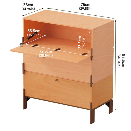 WHOOSPEREH Stackable 3 Drawers Dresser, Customizable Chest of Drawers for Bedroom, Living Room, Closet, Easy Assembly Wood Furnitures Cabinet, 30 inch Width Beech and Basswood Color Combo WHOOSPEREH