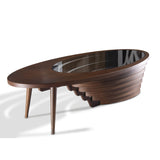 by Papella Design, Natural Walnut Veener Coffee Tables for Living Room, Rustic Table, Mesa De Centro para Sala, Center Table, Glass Table top, Walnut Color, (Drop) Papella modüler mobilya