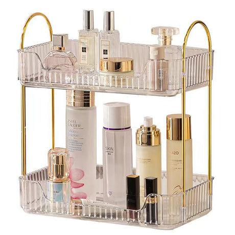 Shuang Qing 2 Tier Clear Countertop Storage - Bathroom & Kitchen Organizer, Cosmetics & Makeup Shelf, Spice Rack shuang qing